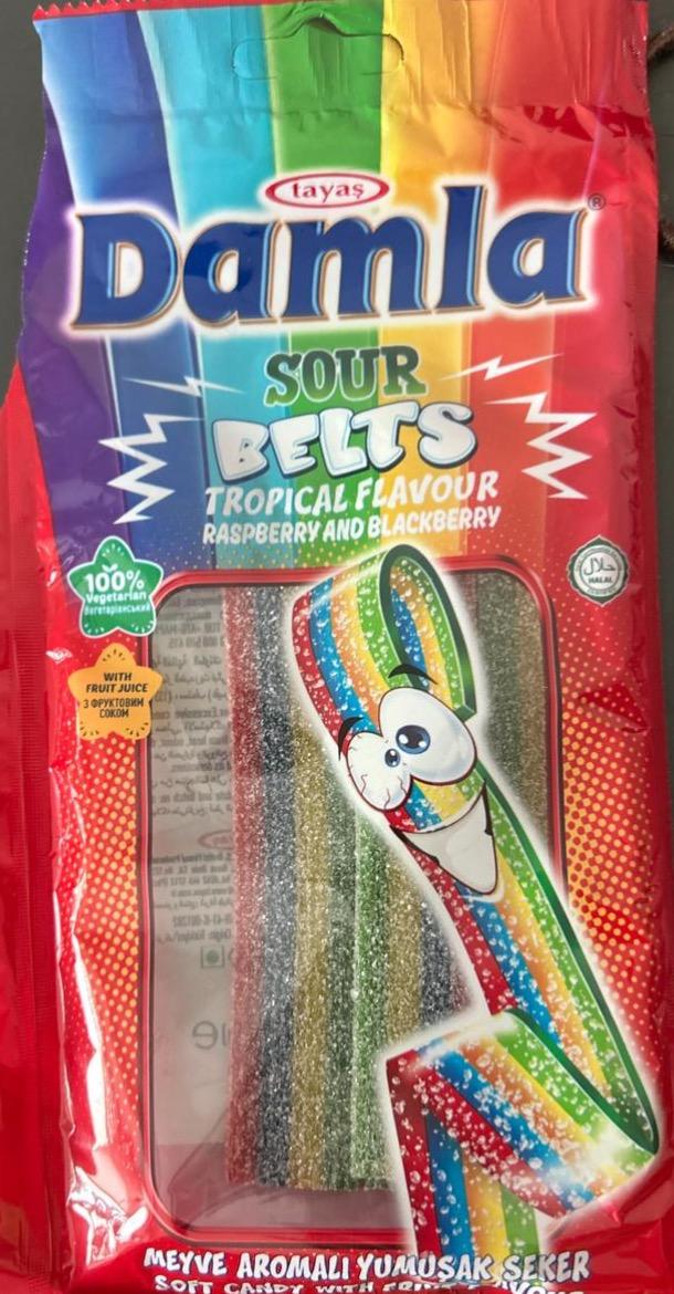 Фото - Sour belts tropical flavour raspberry and blackberry Damla Lavas