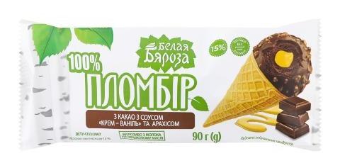 Фото - Морозиво 15% з какао і арахісом Крем-ваніль Пломбір Белая Бяроза