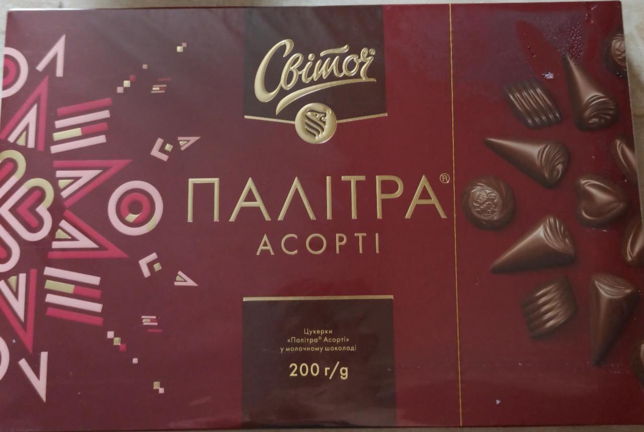 Фото - Цукерки у молочному шоколаді Палітра Асорті Світоч