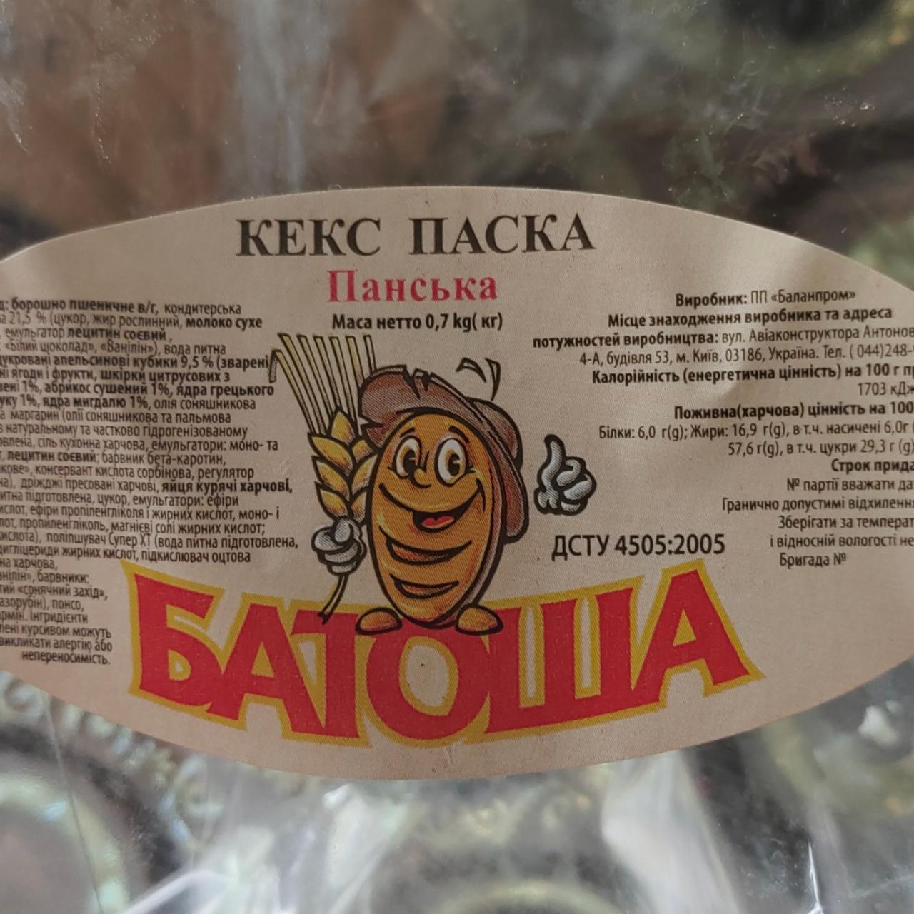 Фото - Кекс Паска Панська Батоша