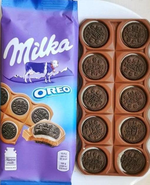 Фото - Шоколад молочний з круглим печивом з начинкою зі смаком ванілі Орео Milka