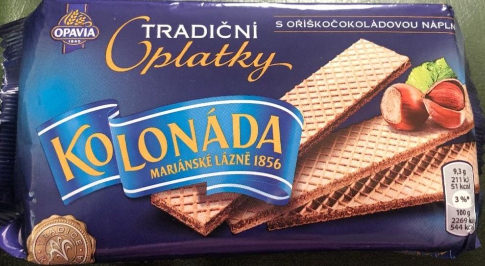 Фото - Kolonáda tradiční oplatky oříškočokoládová náplň Opavia
